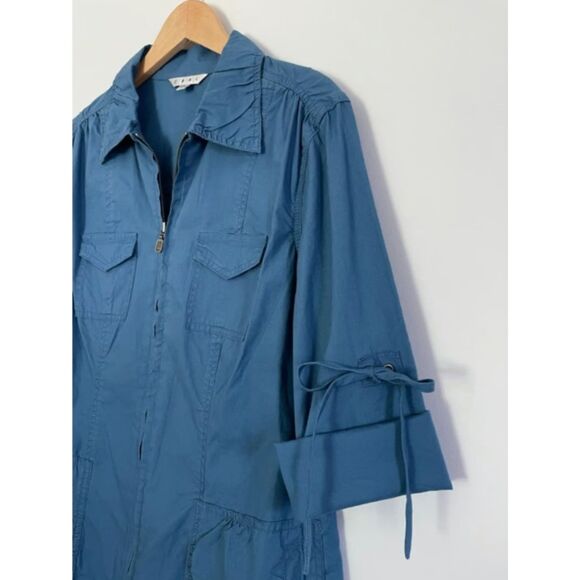 CAbi Women Cargo Utility Blue Fly Away Jacket Cotton Size Large F15 - Picture 7 of 10